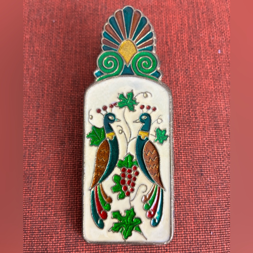 Vintage Brass Enamel Greece Paper Clip